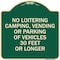 Signmission No Loitering Camping Vending or Parking of Vehicles 30 Feet or Longer Alum, 18" x 18", G-1818-23841 A-DES-G-1818-23841 - alternate 1